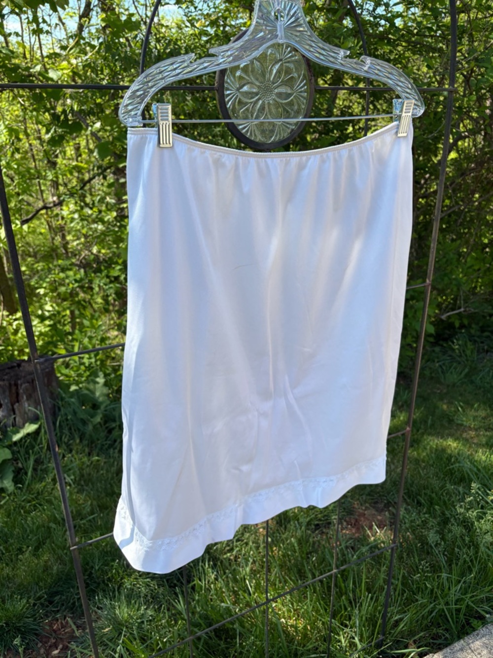 Vintage Sears White Lace-Trim Half Slip Delicate Feminine Elastic Waist Size 2S - Picture 6 of 16